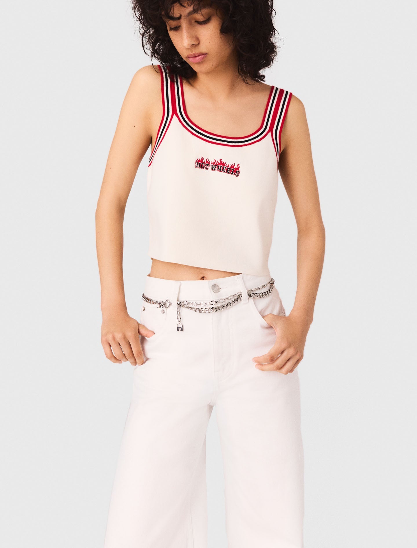 White Knit crop top