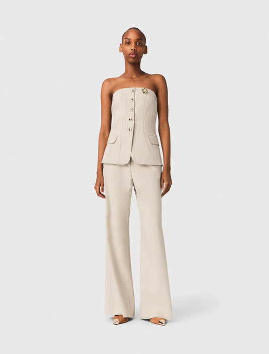 Tailored Bustier Top Beige