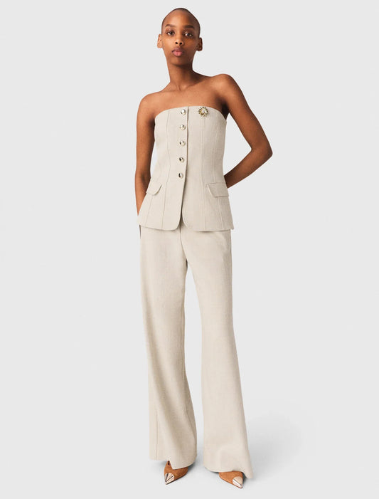 Tailored Bustier Top Beige
