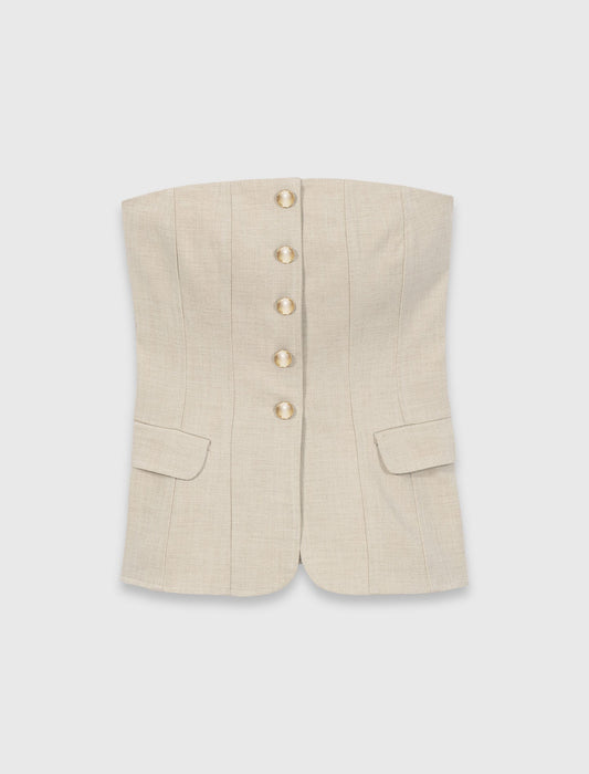 Tailored Bustier Top Beige