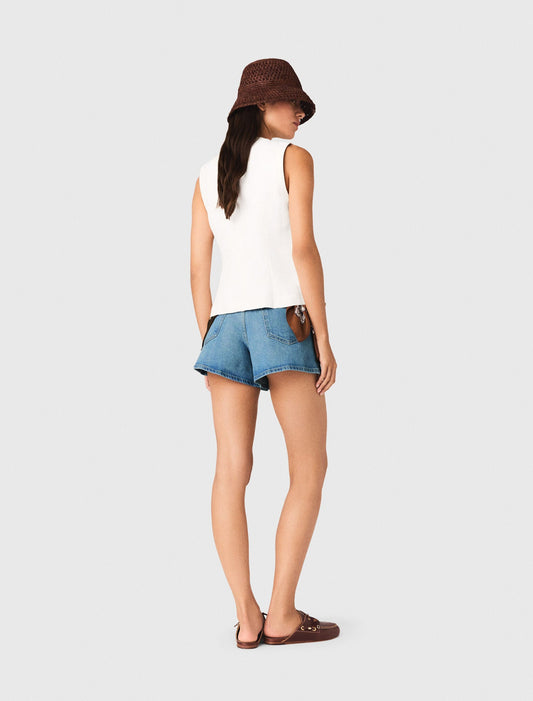 Embroidered Linen-Blend Jacket White