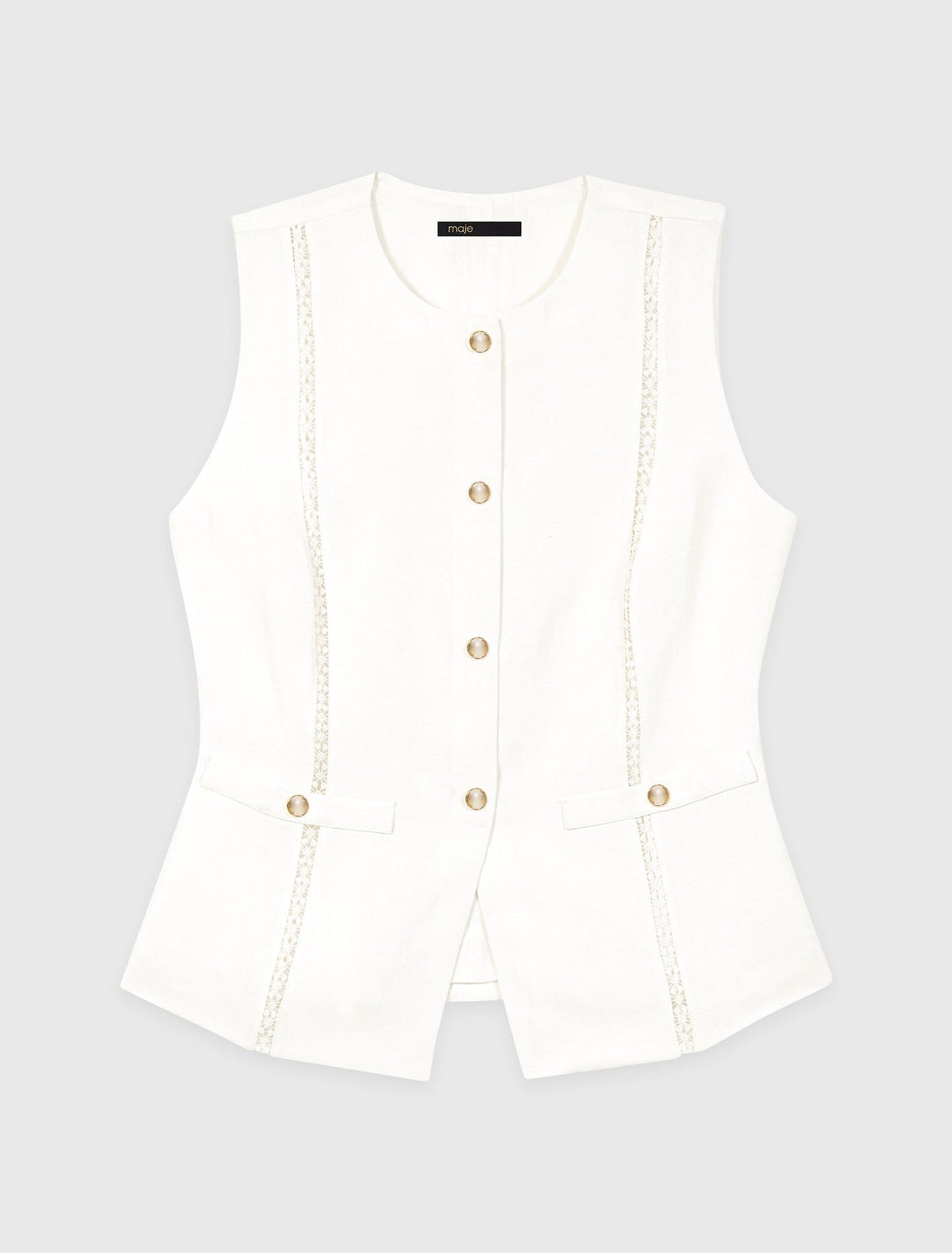 Embroidered Linen-Blend Jacket White
