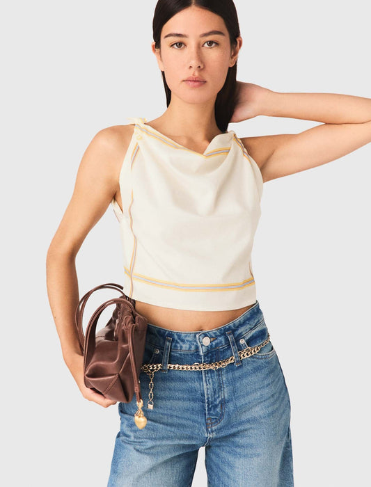 Patterned backless crop top White