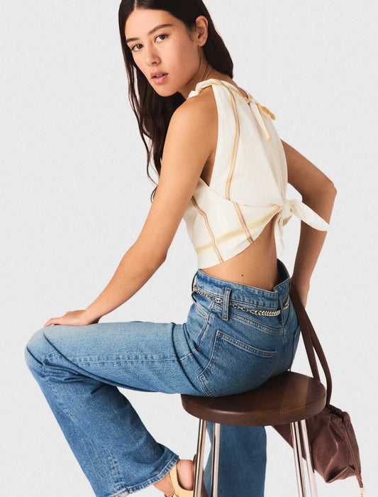 Patterned backless crop top White