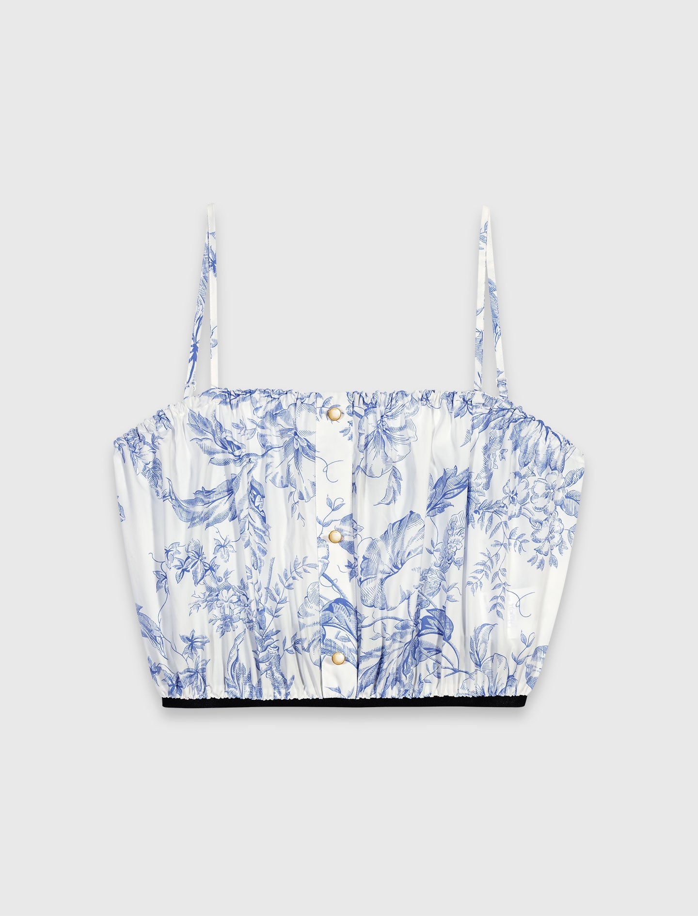 Patterned top with straps Sky Blue Large Flowers Print