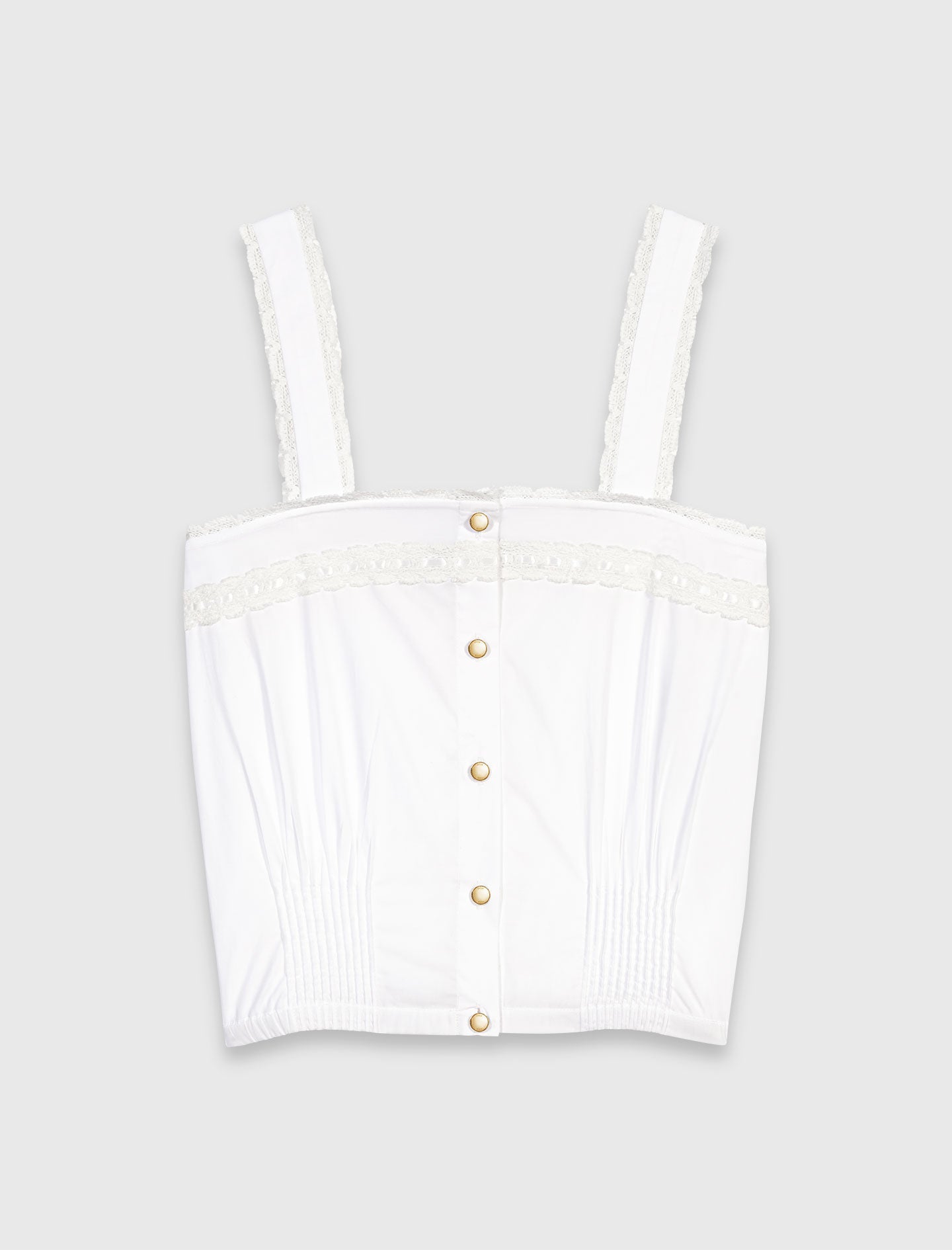 Crop top with lace trim White