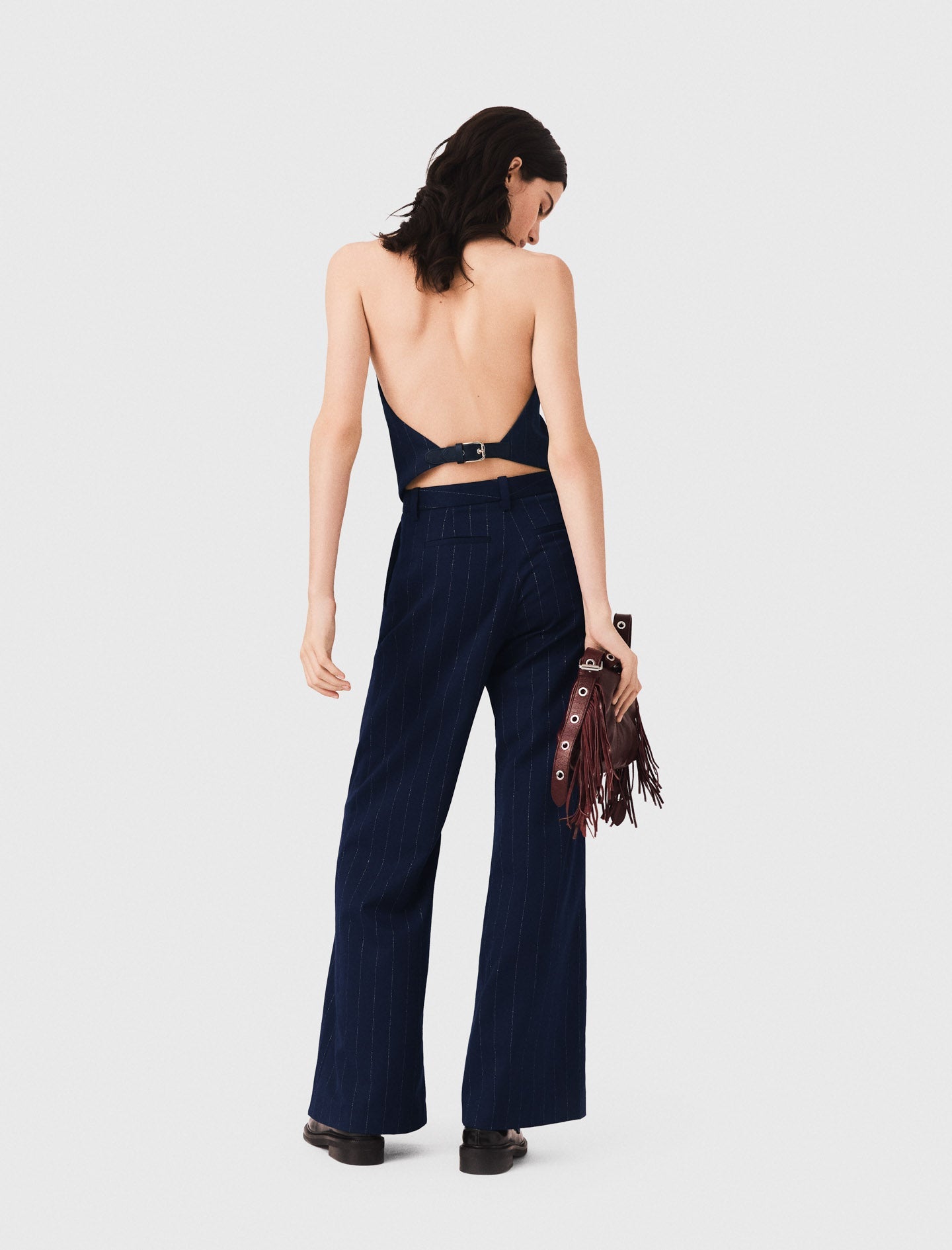 Tailored backless top Navy