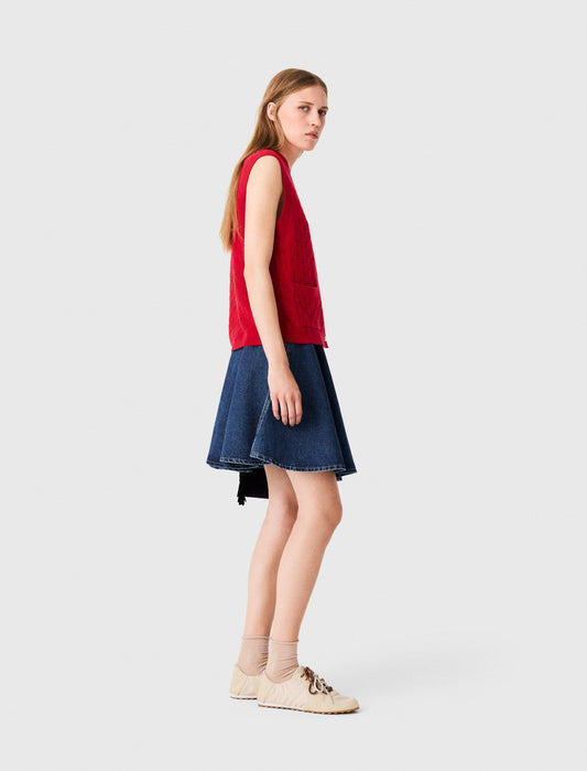 Sleeveless knit top Red