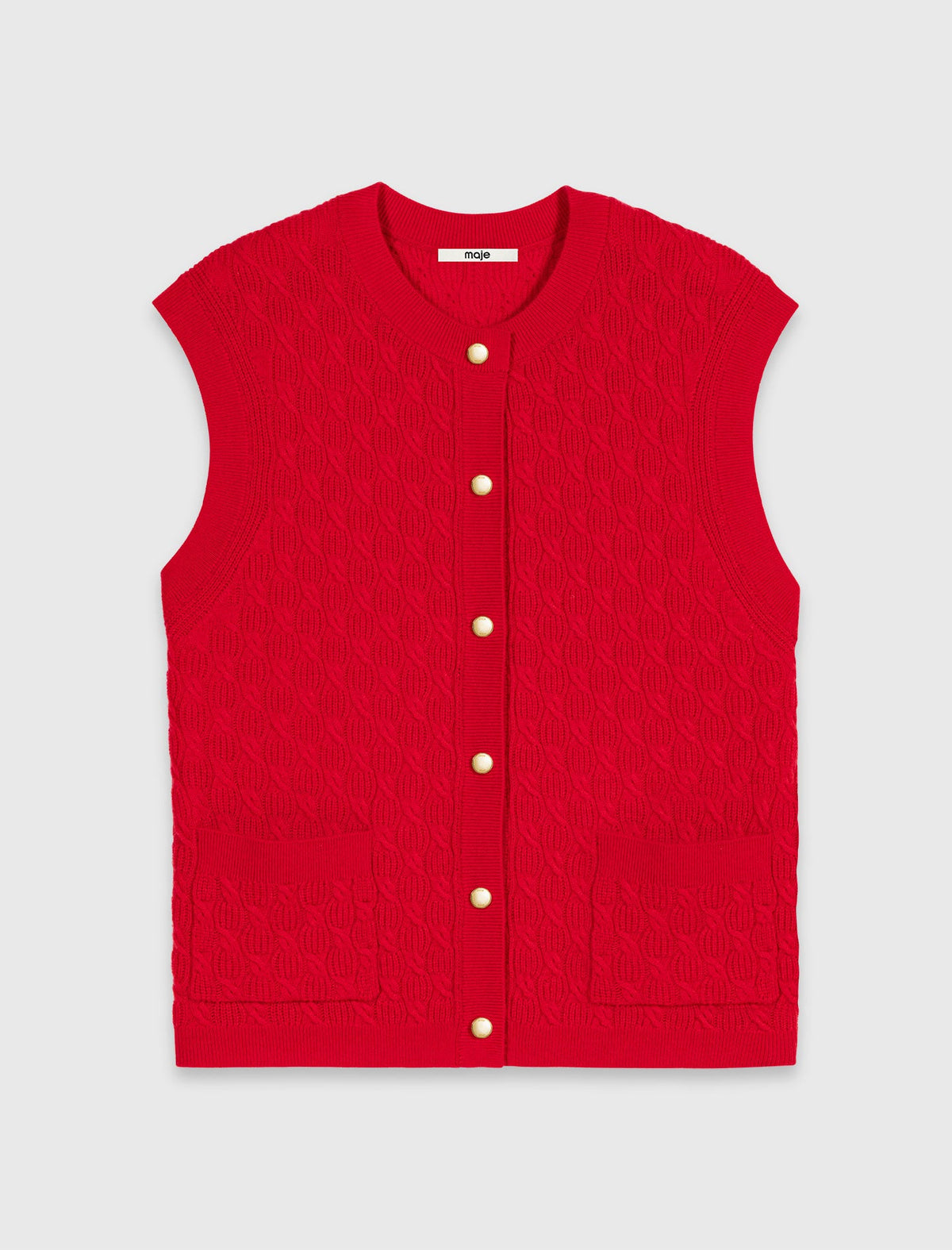 Sleeveless knit top Red
