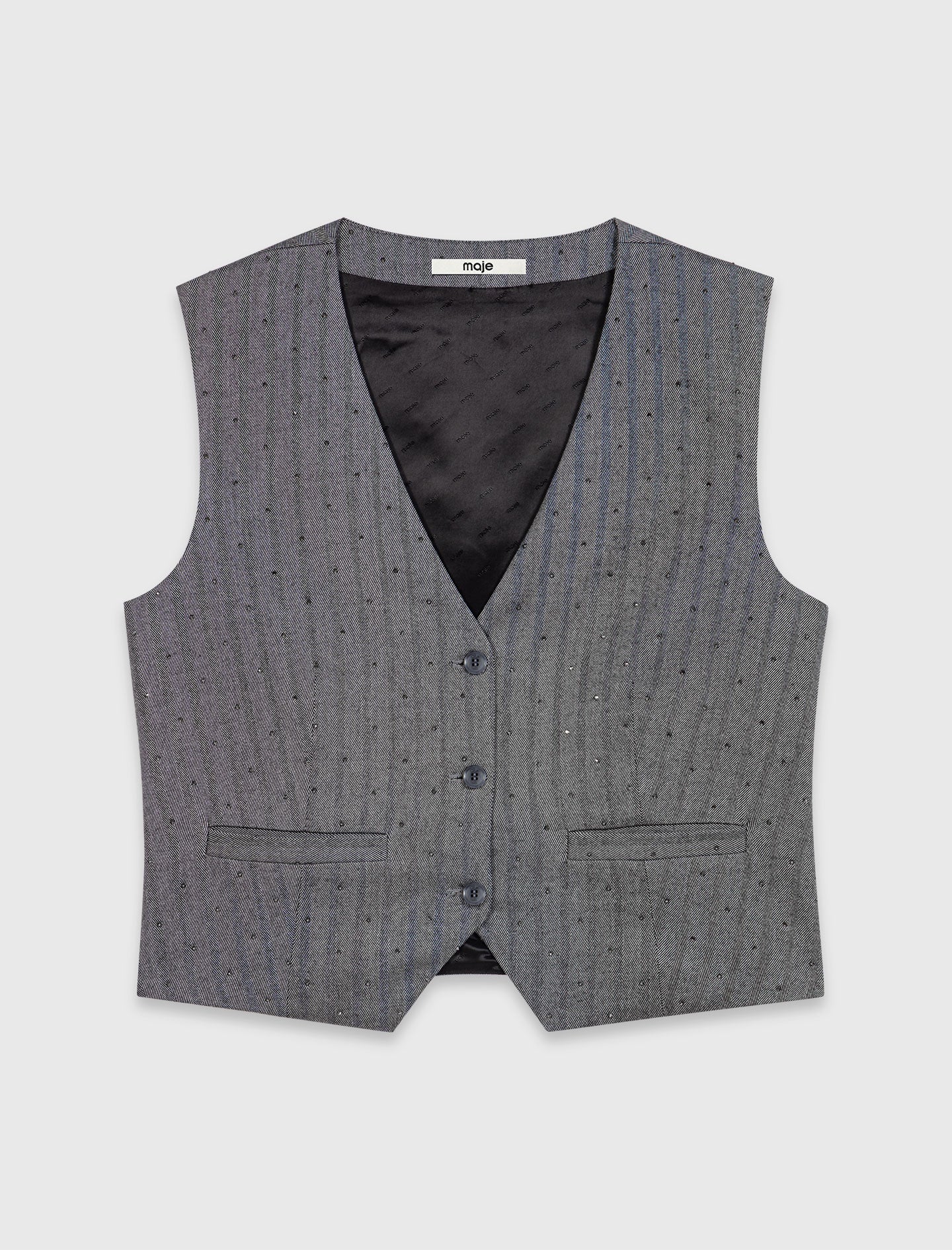 Tailored rhinestone jacket Grey