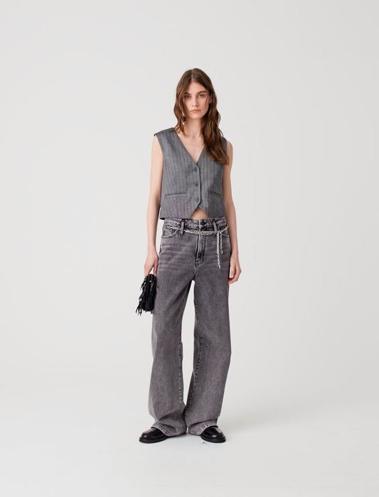 Tailored rhinestone jacket Grey