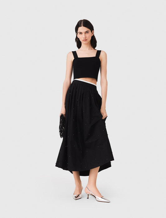 Knitted crop top with straps Black