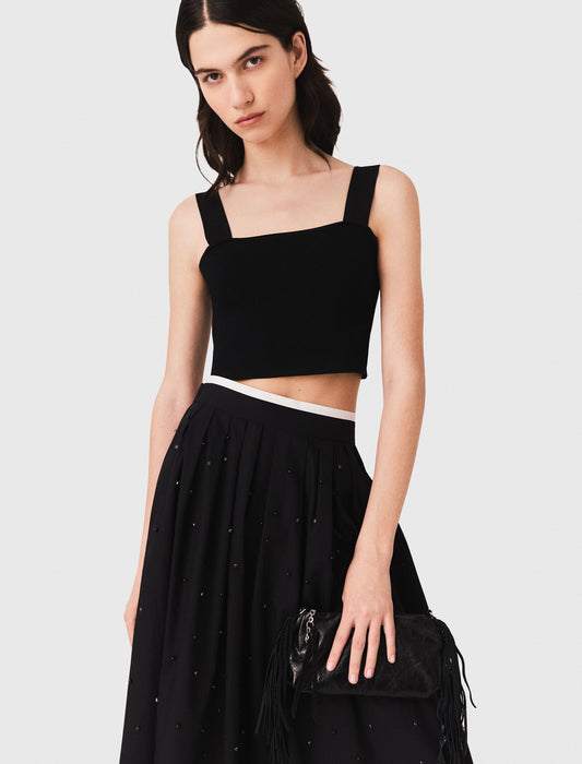 Knitted crop top with straps Black