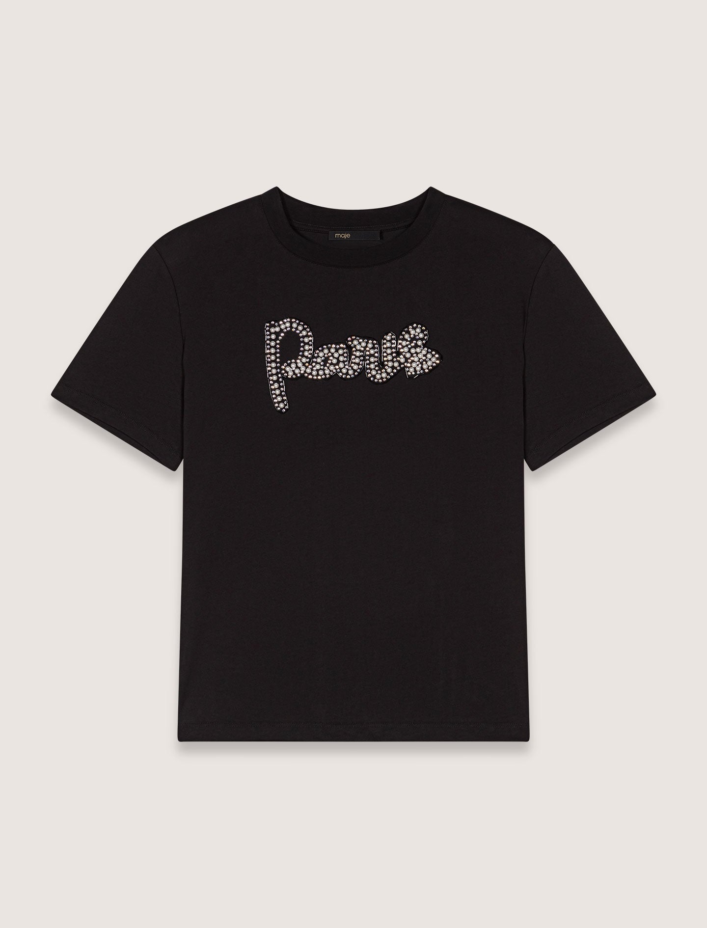 Black Pearl Embellished Patch T-shirt