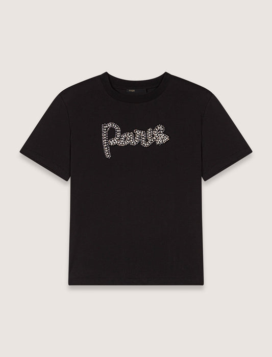 Black Pearl Embellished Patch T-shirt