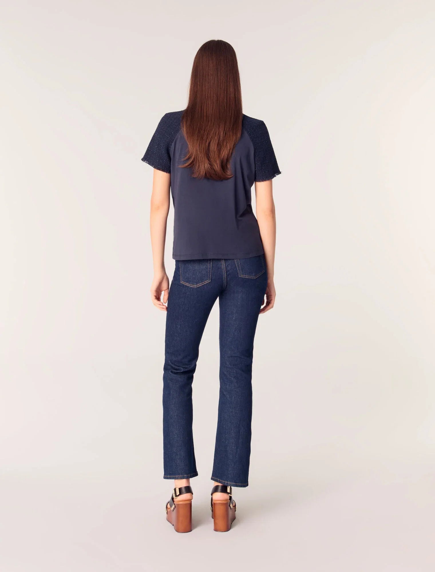 Navy-Tweed-sleeved t-shirt