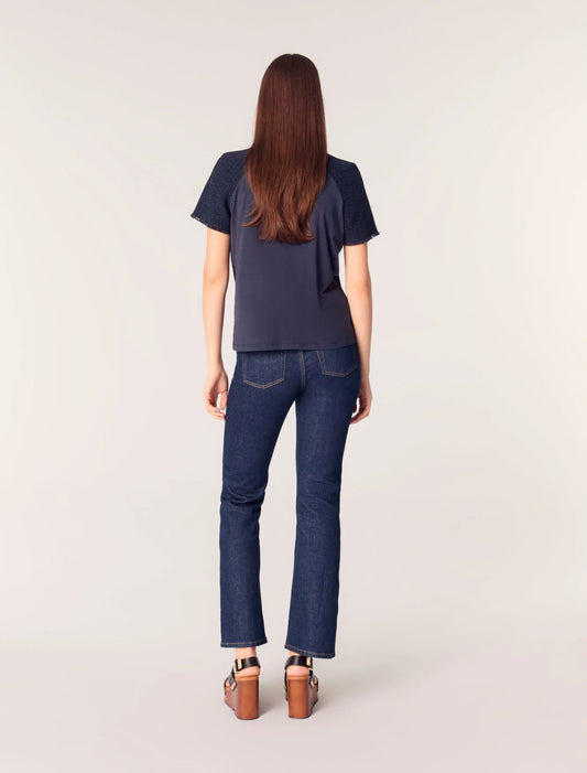 Navy-Tweed-sleeved t-shirt