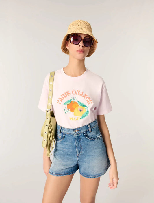 Pale Pink-Printed T-shirt