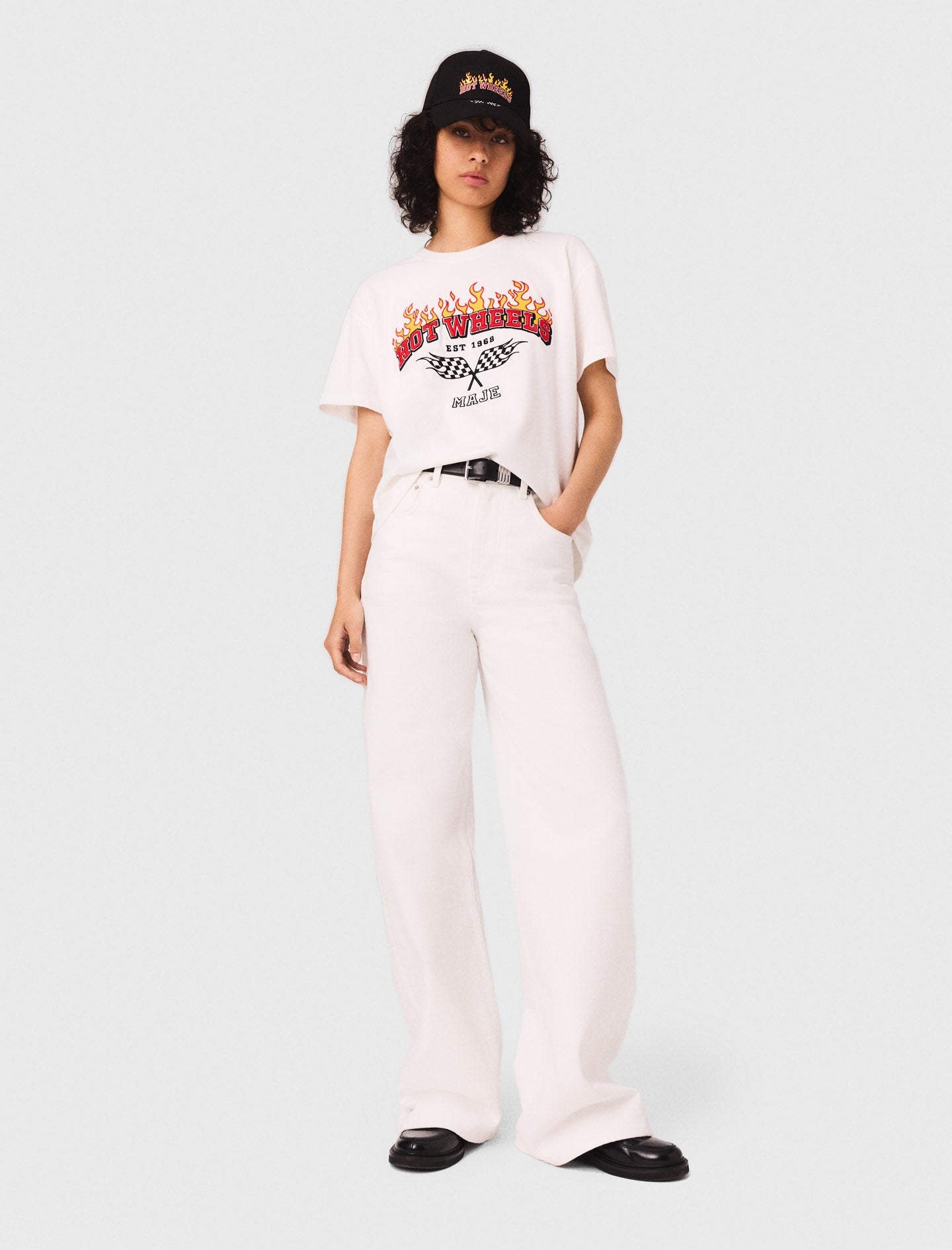 White featured Embroidered T-shirt