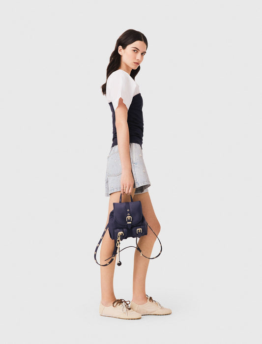 Pleated jersey top White/Navy
