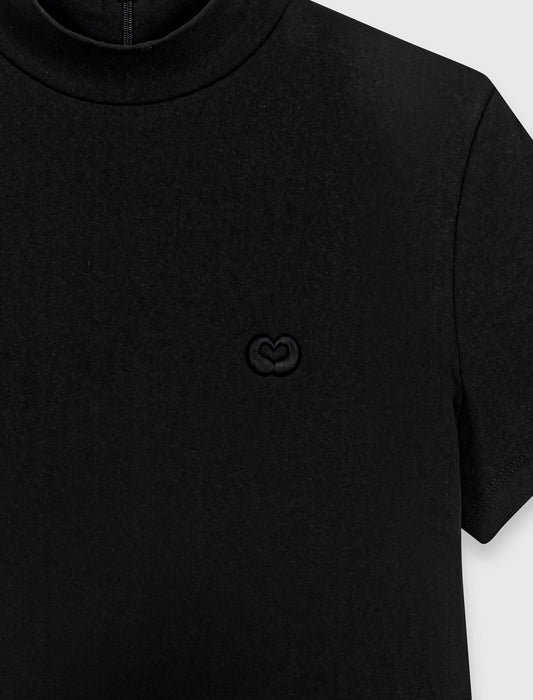 T-shirt with back zip Black