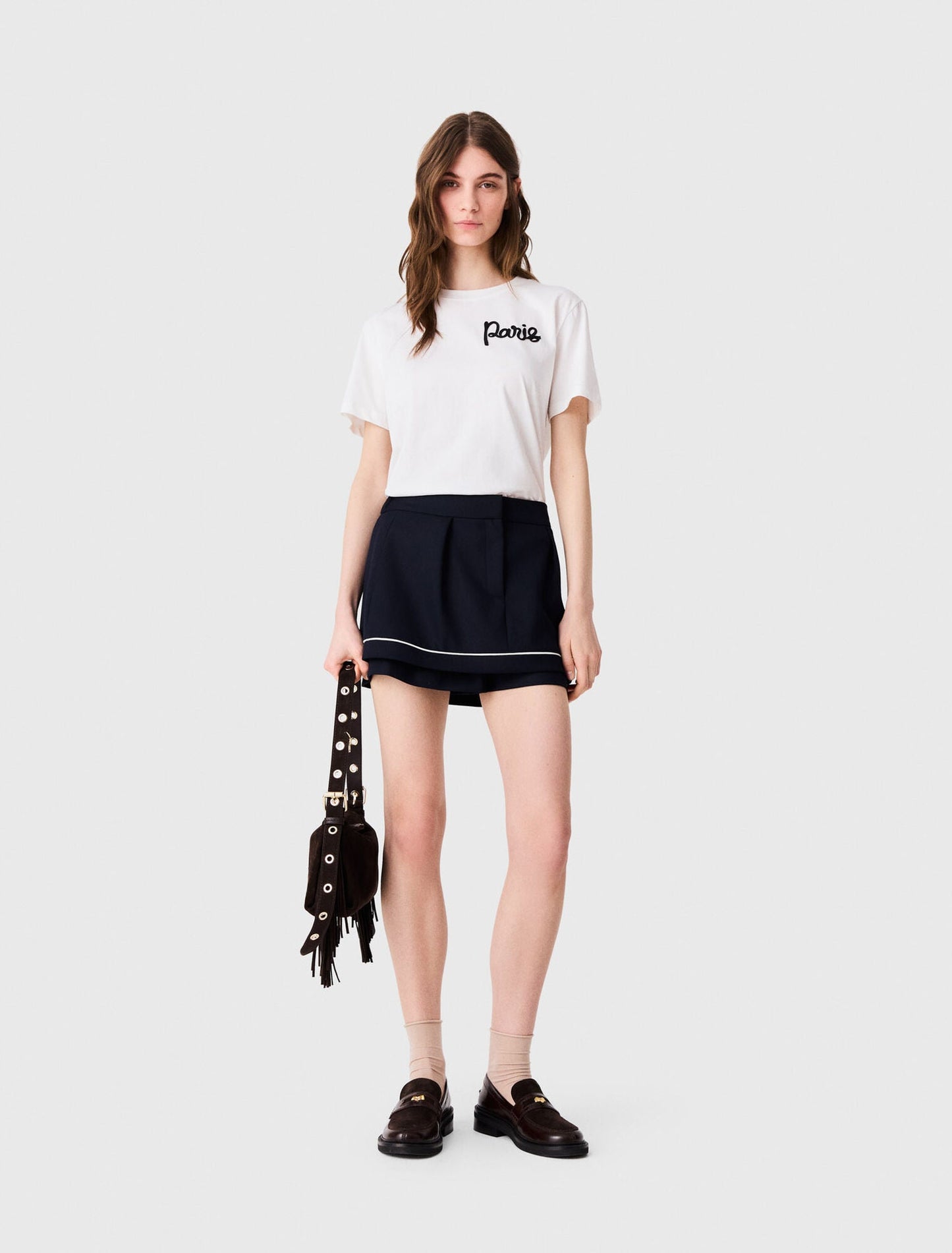 T-shirt with embroidered Paris logo White