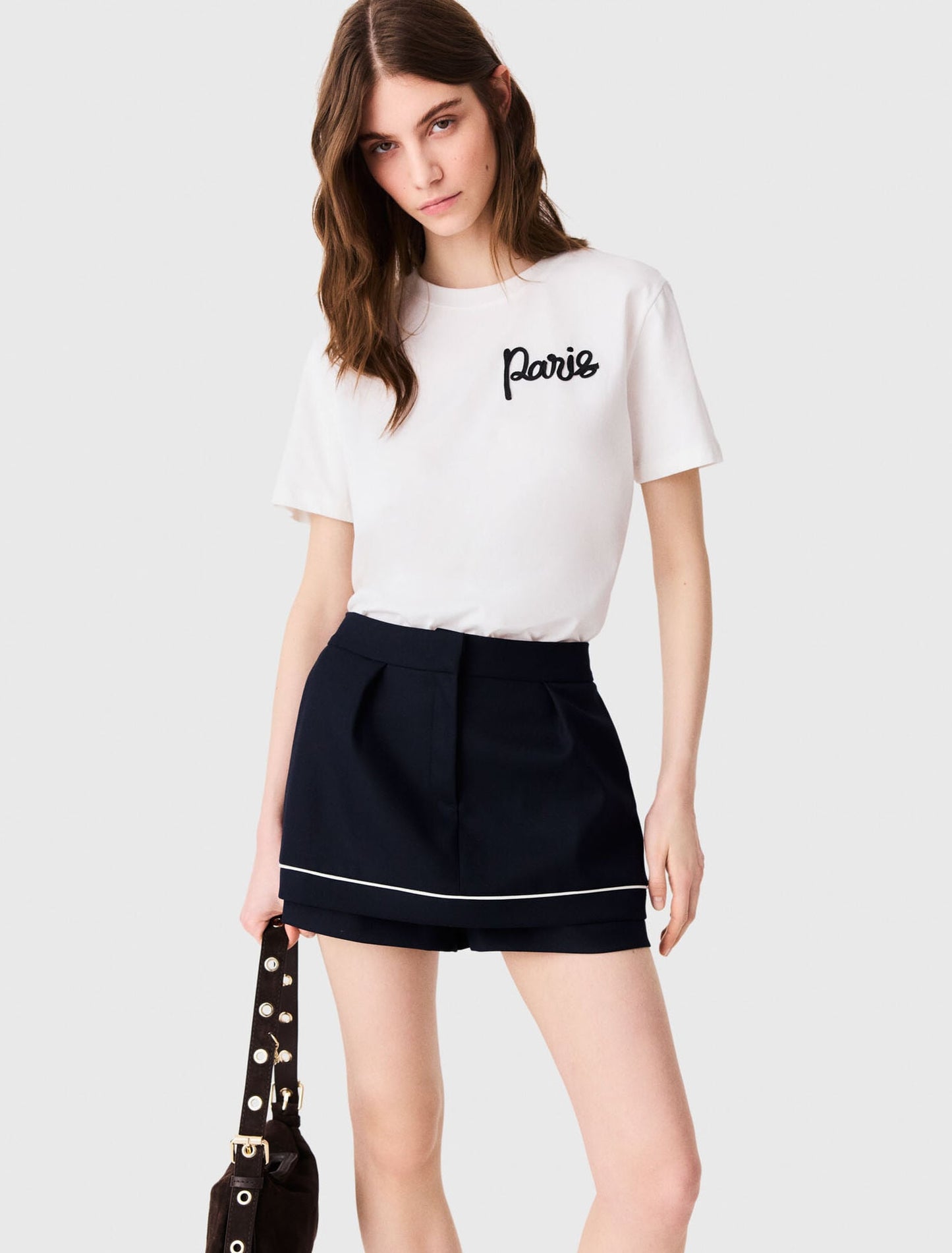 T-shirt with embroidered Paris logo White