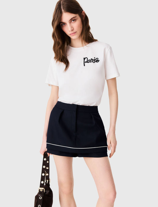 T-shirt with embroidered Paris logo White