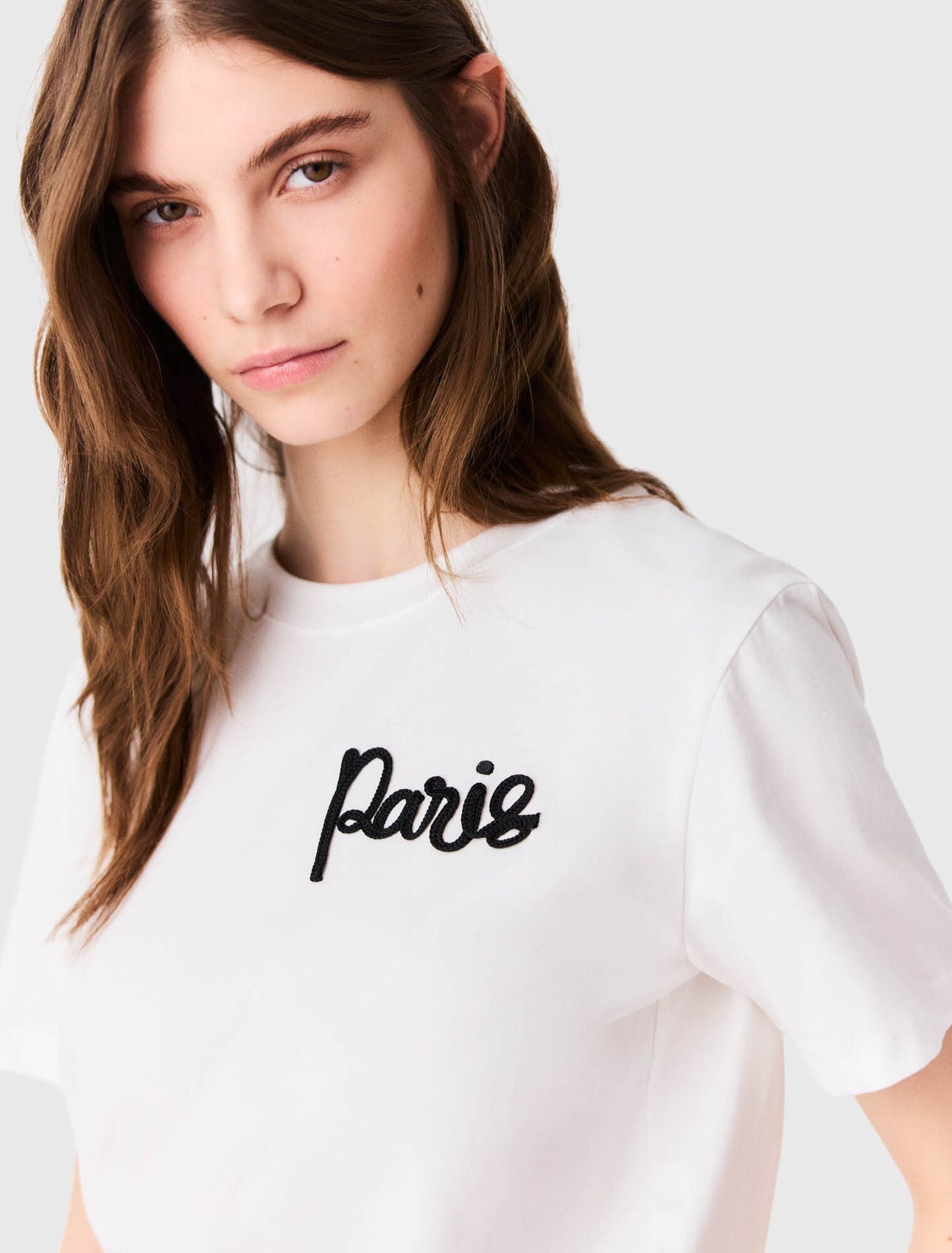 T-shirt with embroidered Paris logo White