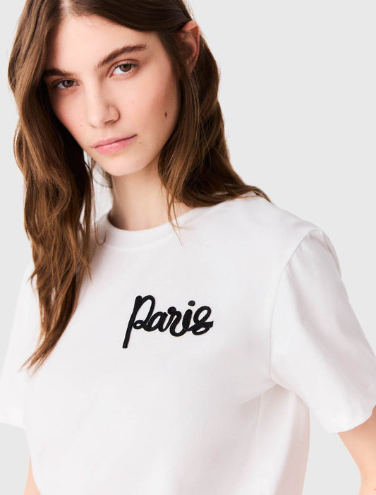 T-shirt with embroidered Paris logo White