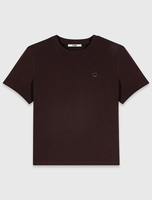 T-shirt with embroidered logo Dark Brown