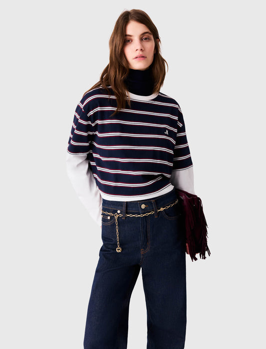 Layered-effect T-shirt White/Navy