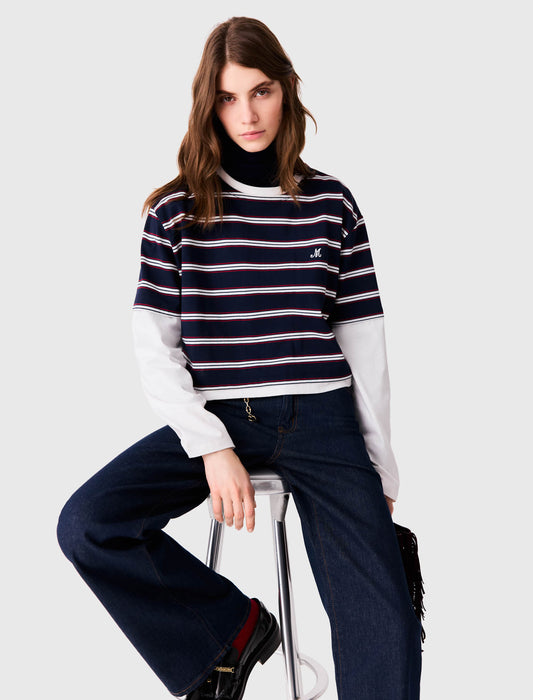 Layered-effect T-shirt White/Navy