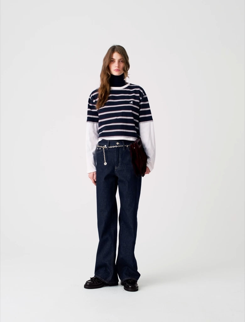 Layered-effect T-shirt White/Navy