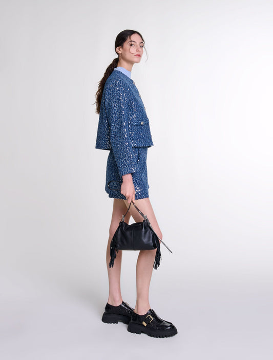 Blue Silver   Sequinned tweed jacket