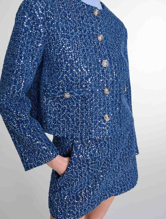 Blue Silver   Sequinned tweed jacket