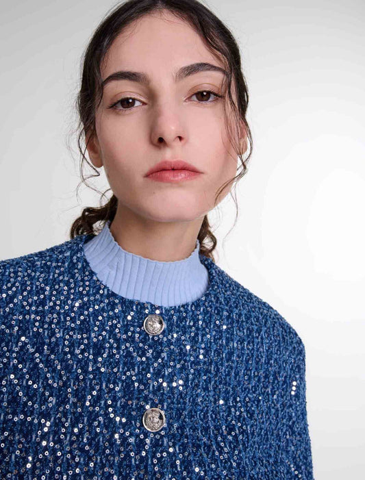 Blue Silver   Sequinned tweed jacket