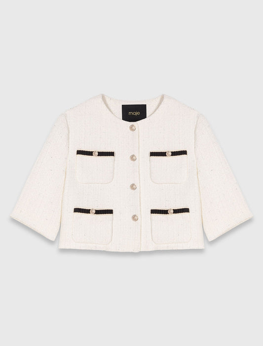 Short tweed lurex jacket