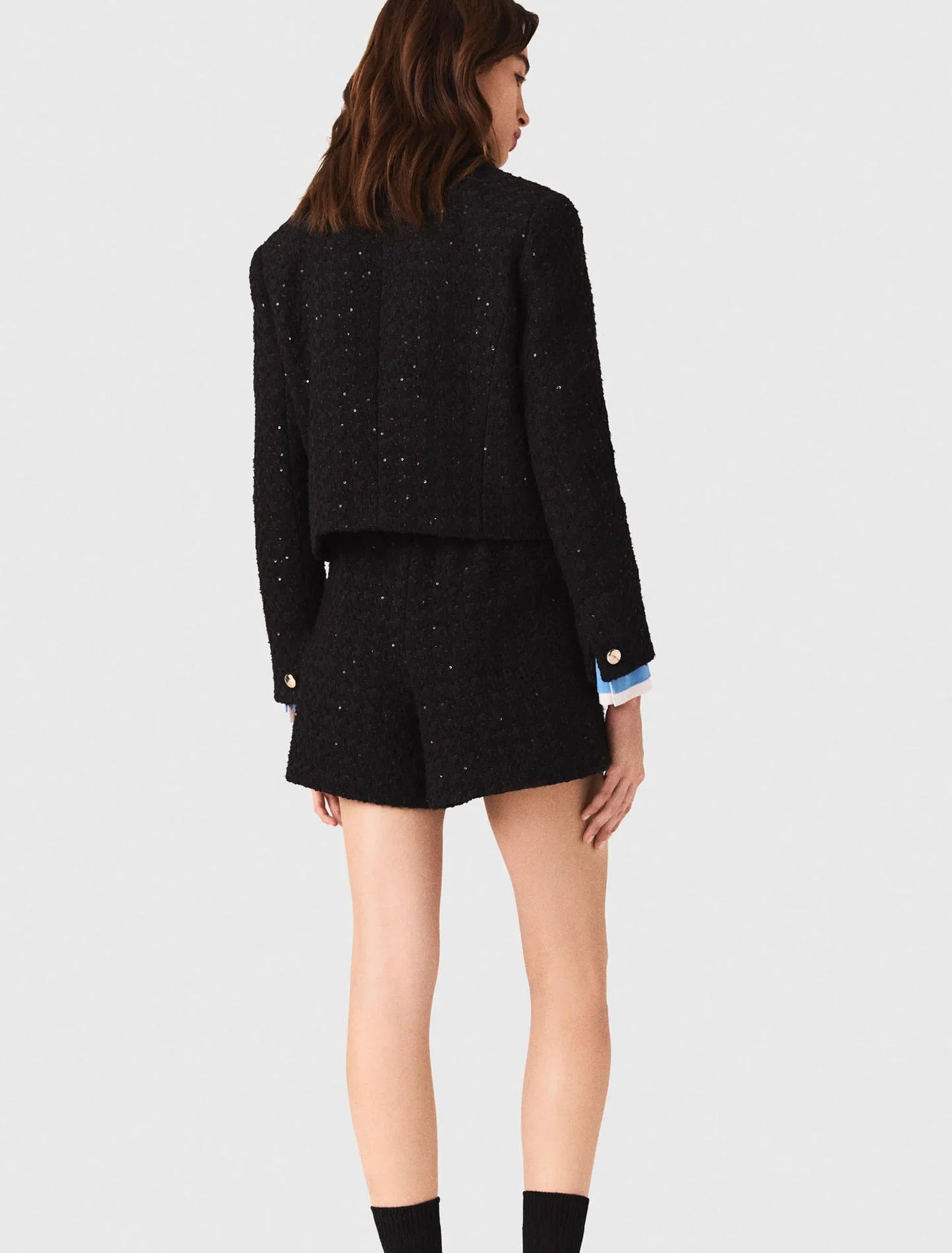 Short rhinestone tweed jacket