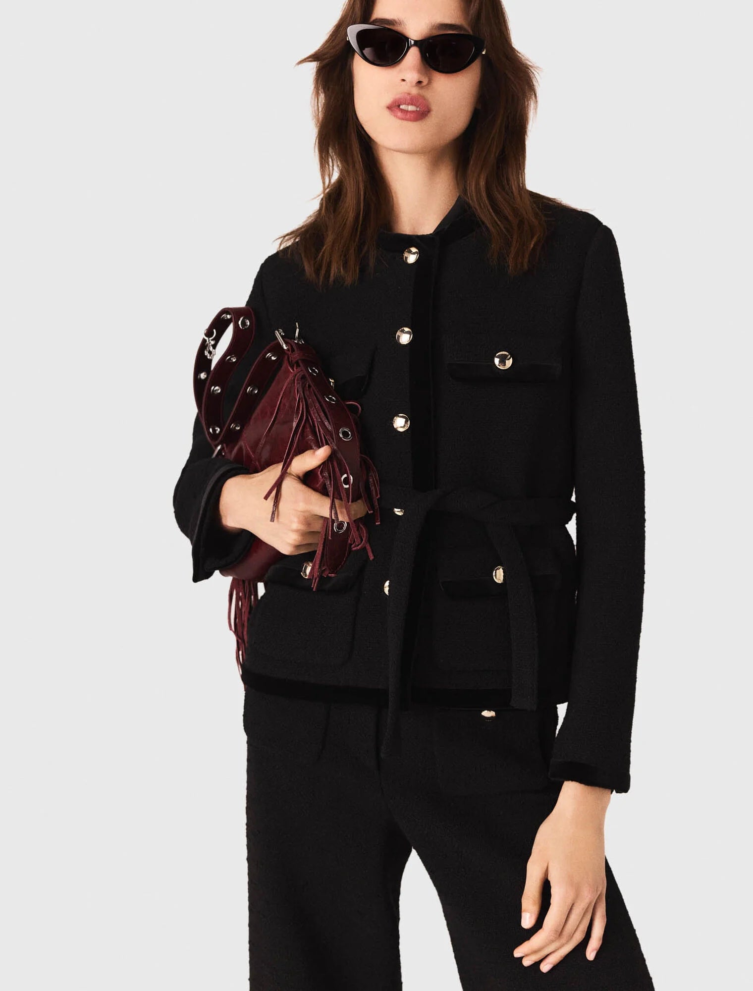 Long tweed jacket Black