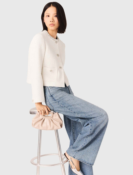 جاكيت تويد مزينة باللؤلؤ