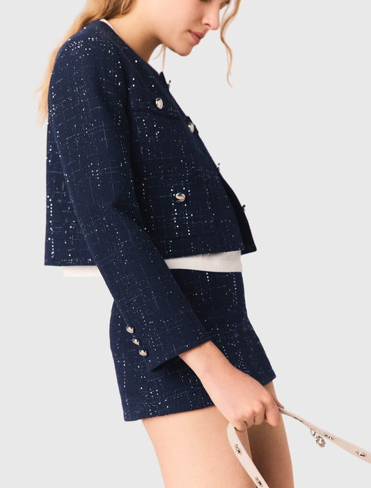 Short Jacket With Patch Pockets Navy