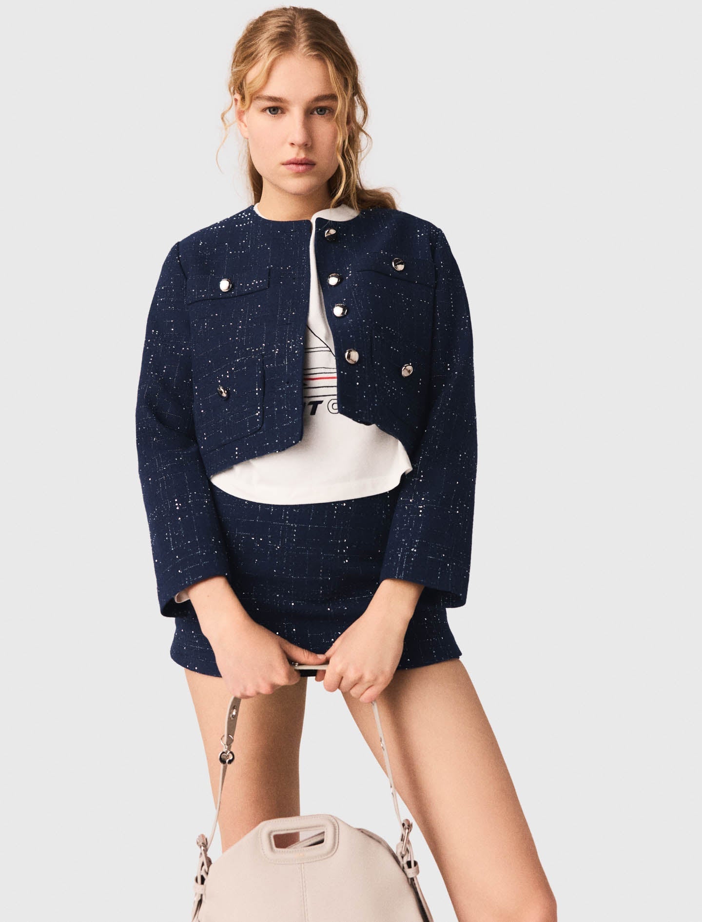 Short Jacket With Patch Pockets NAVY