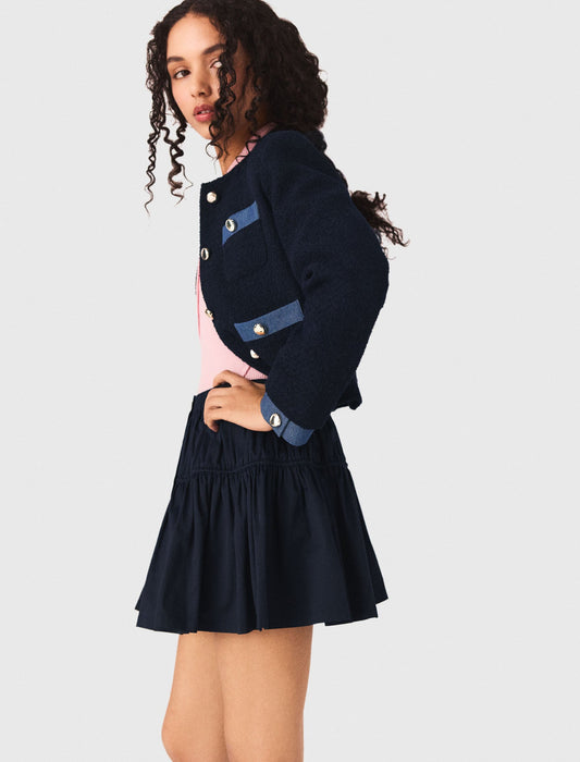 Tweed Jacket With Denim Trim NAVY