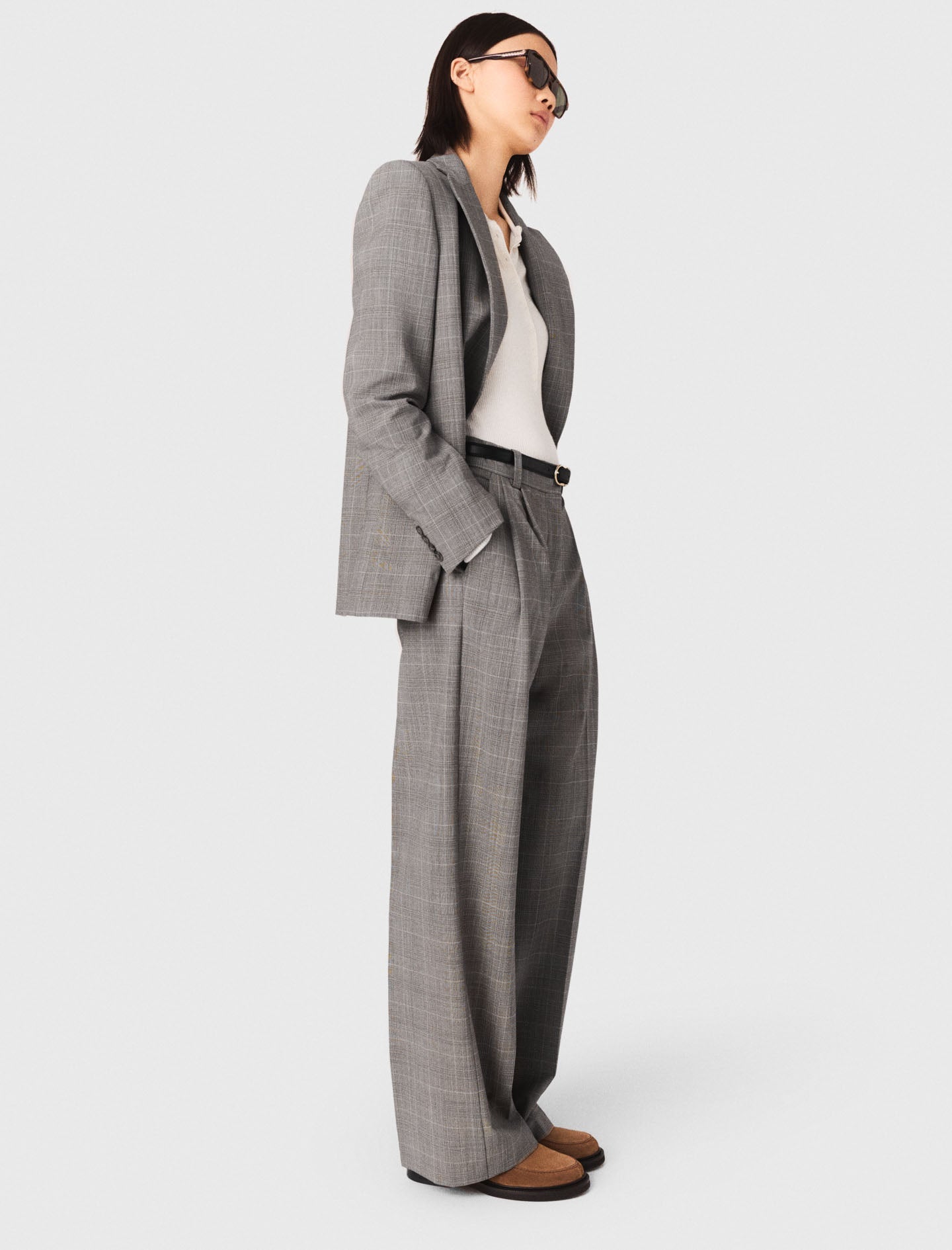 Checked Suit Jacket Grey