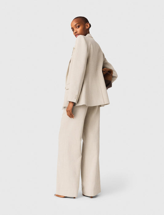 Suit Jacket With Brooch Beige