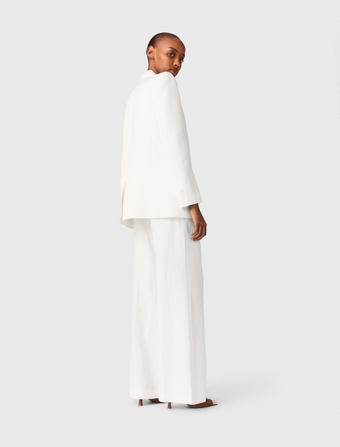 Double-Breasted Suit Jacket WHITE