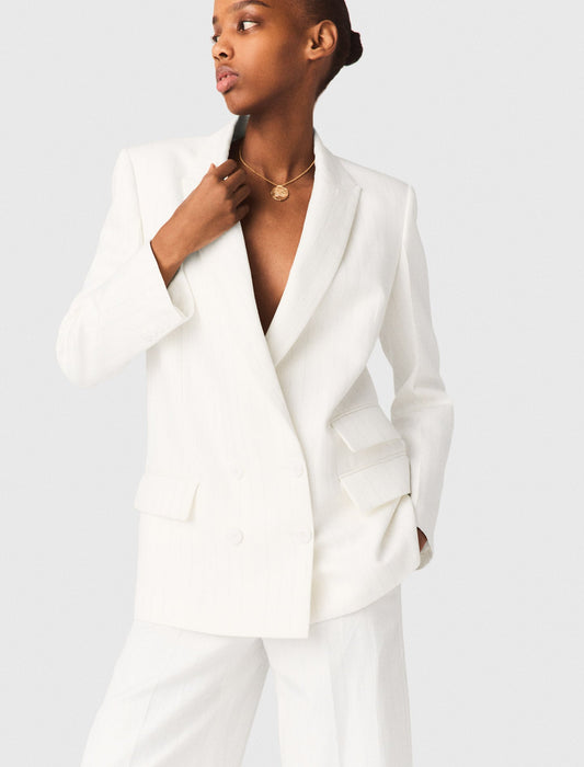 Double-Breasted Suit Jacket WHITE