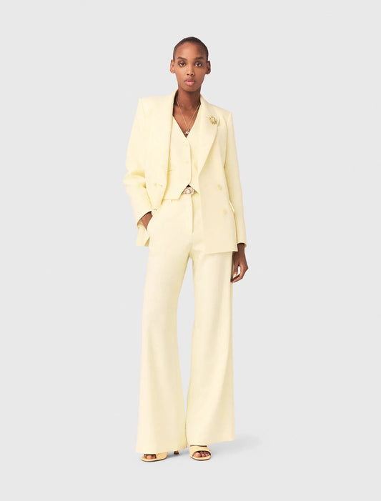 Double-Breasted Suit Jacket Pale Yellow