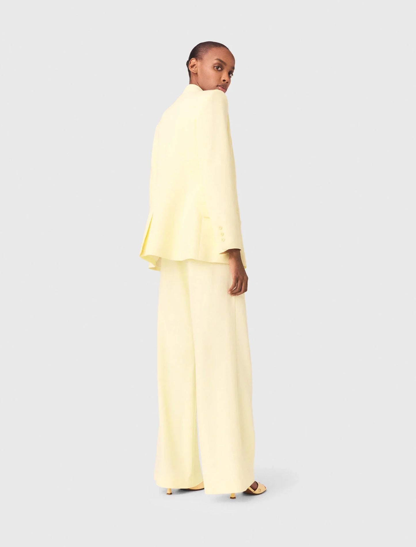 Double-Breasted Suit Jacket Pale Yellow